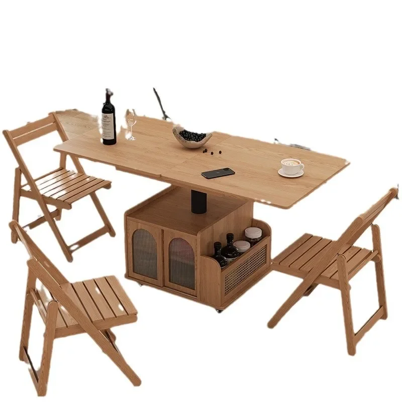 Lifting coffee table folding dining table dual-purpose tea table living room sofa side cabinet