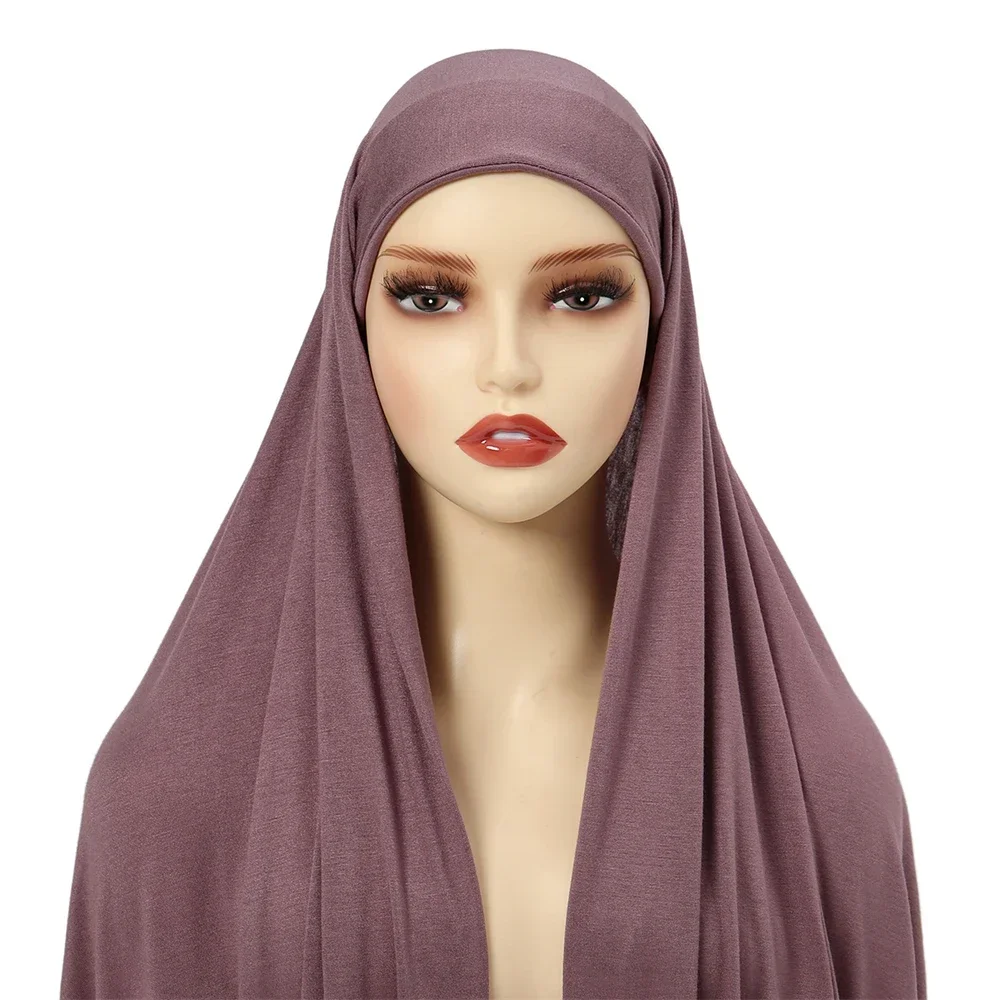 Moslim Vrouwen Chiffon Hijab Sjaal Met Jersey Underscarf Cap Islam Innerlijke Caps Hoofddoek Stretch Hijab Cover Headwrap Turbante