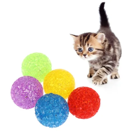 Pet Cat Toy Plastic Particle Ball Colorful Particle Teasing Cat Ball Cat Hi Toy Supplies