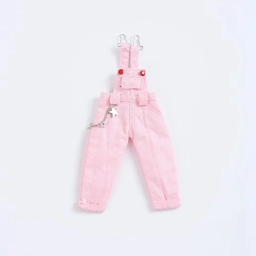 Fashion Doll Princess Pants Cute Kids Toys Jeans Overalls Clothes Casual Wears Doll Straps Denim Trousers for 1/12 Dolls