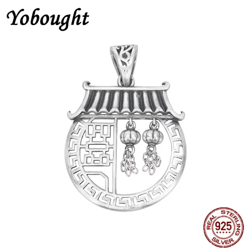 

NWE S925 Pure Silver Creative Pavilion Lantern Pendant Women's Ethnic Style Fashion Design Thai Silver Pendant