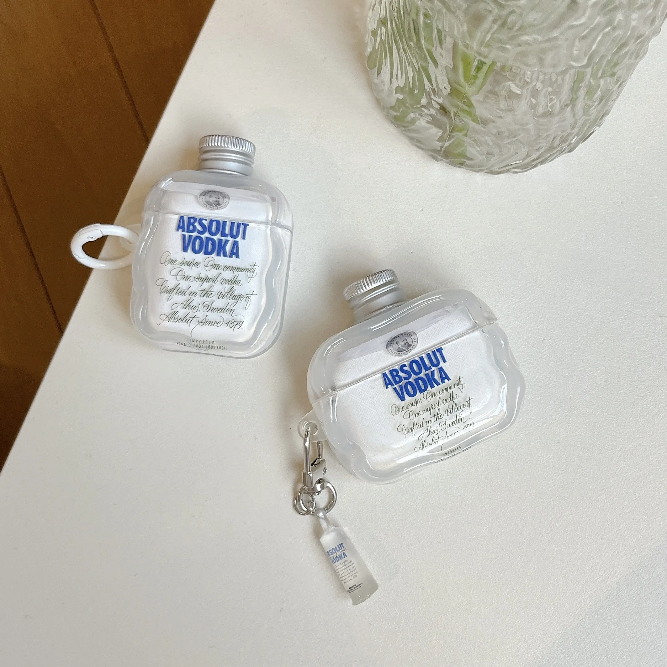 Simulação 3d vodka fones de ouvido bluetooth caso para airpods 4 3 2 1 capa proteção à prova de choque com gancho para airpods pro 2 caso