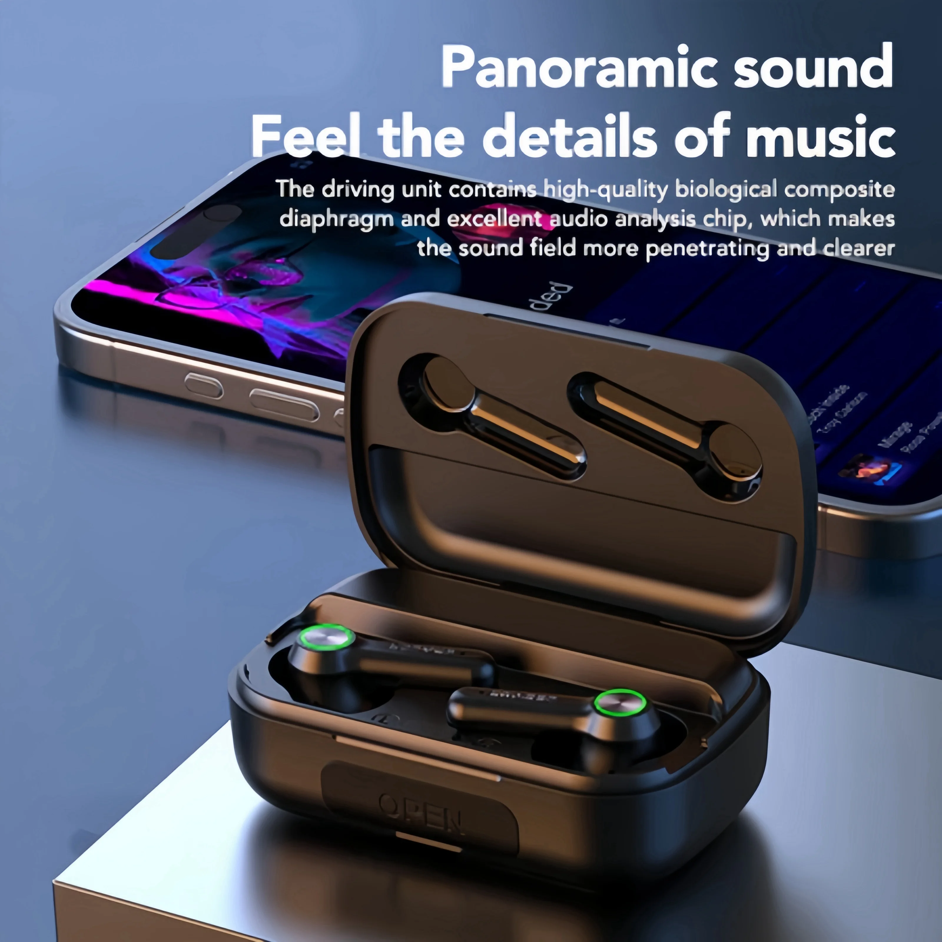 

Wireless Earphone Bluetooth 5.4 TWS In-Ear Gaming Headphones Waterproof IPX5 HiFi Stereo Noise Canceling Sport Earbuds with Mic