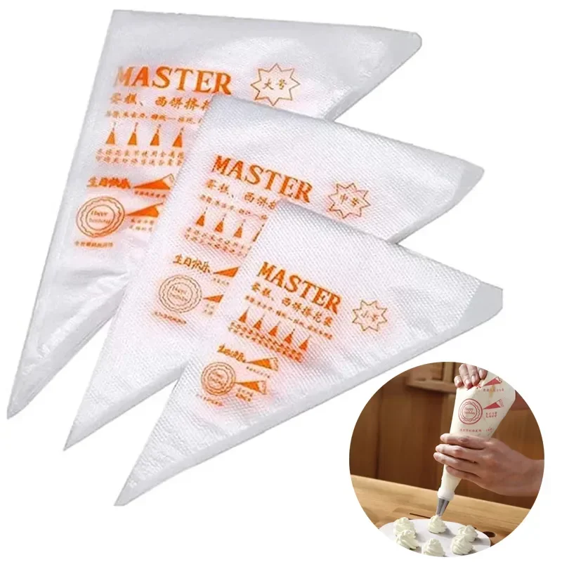 50PCS Disposable Pastry Bag S/M/L Piping Bag Icing Fondant Cream Squeeze Cream Bag Dessert Decorators Pastry Tip Nozzle Bags