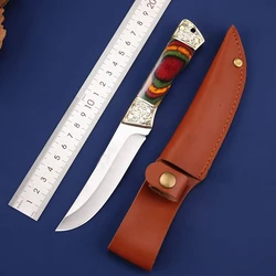 7.8 inch fruit knife outdoor kitchen multi-purpose knife, 4mm martensitic stainless steel copper head carved pattern, survival k