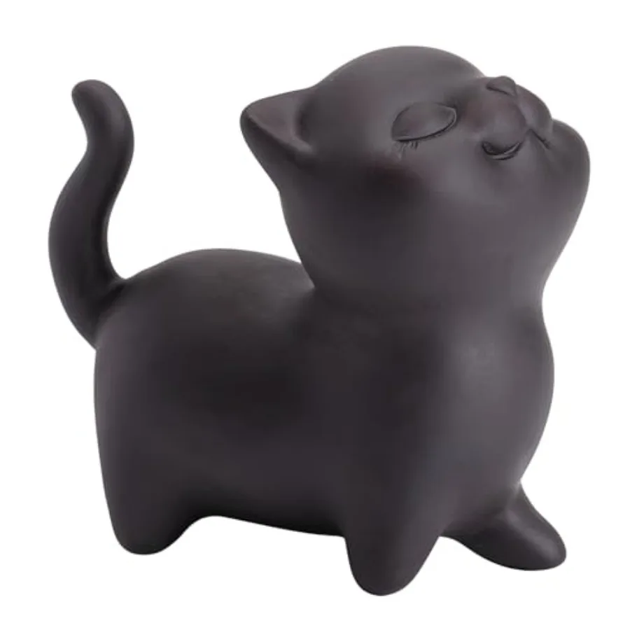 

Hand-made Purple Clay Cat Tea Pet Cute Lucky Statue Kung Fu Tea Tray Decor Tea Lover's Gift Home Office Desk Feng Shui Ornament