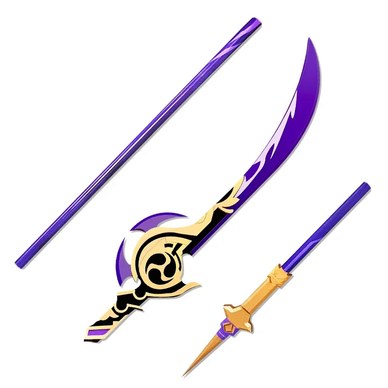 Anime Game Genshin Impact Raiden Shogun Beelzebul Engulfing Lightning Cosplay Weapon Props Kamisato Ayaka Cosplay Wooden Spear B