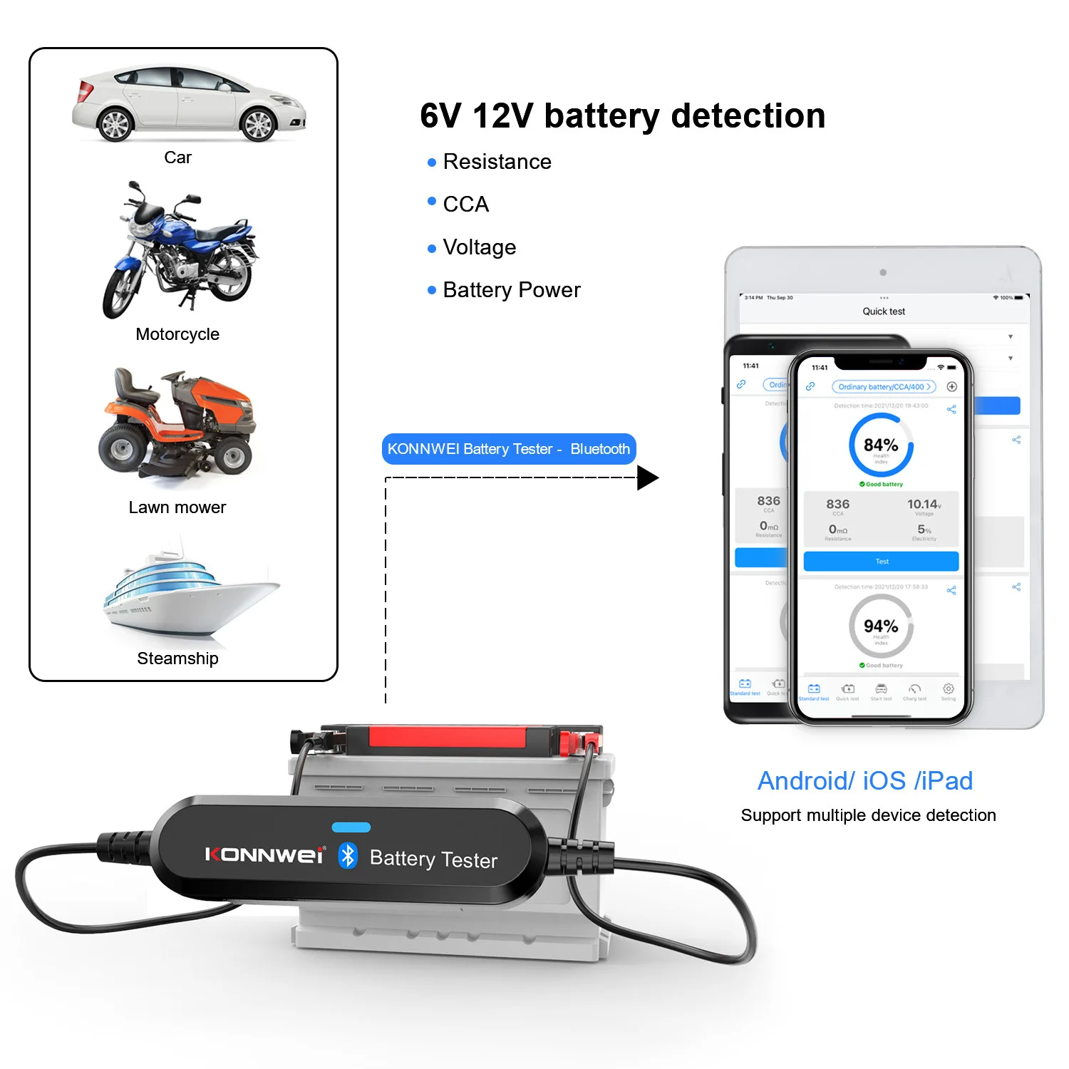 BK100 BK200 Tester akumulatora samochodowego Bluetooth 12V samochodowy Tester akumulatora kwasowego 100-2000 CCA 6V 12V analizator ładowania