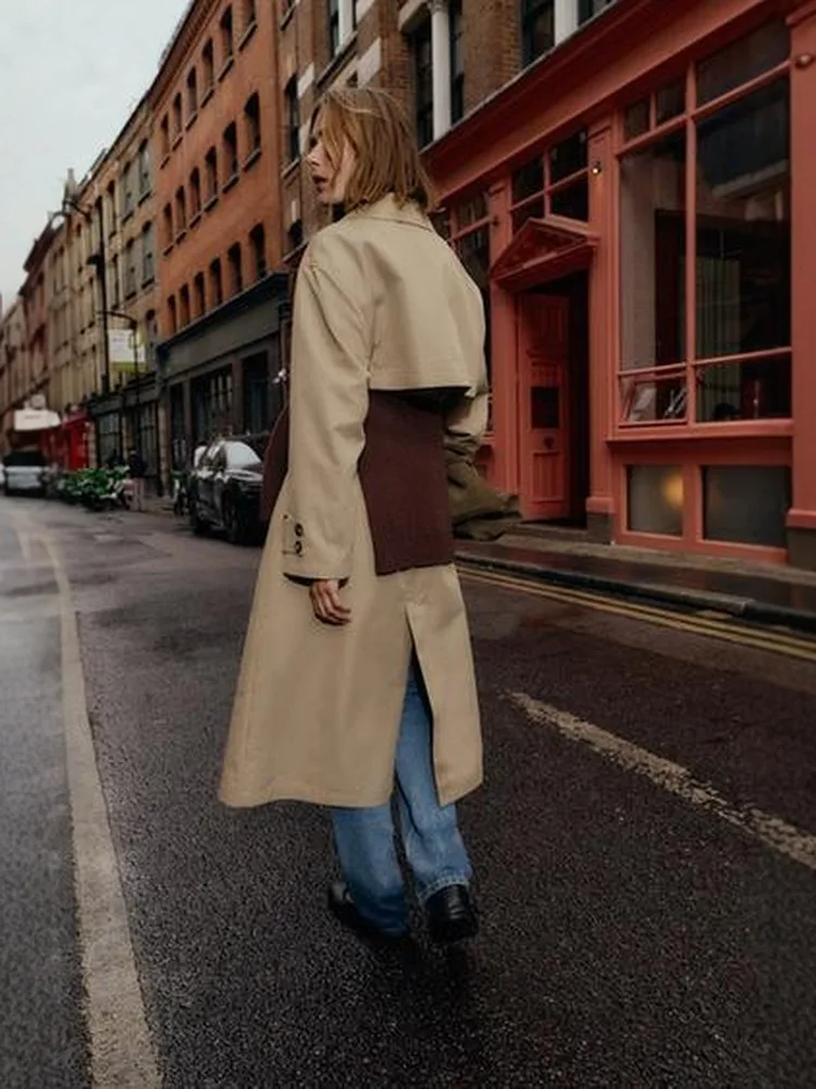 Abrigo cortavientos holgado informal con cinturón y decoración de botones, ropa de abrigo Premium Faion para mujer, novedad de otoño