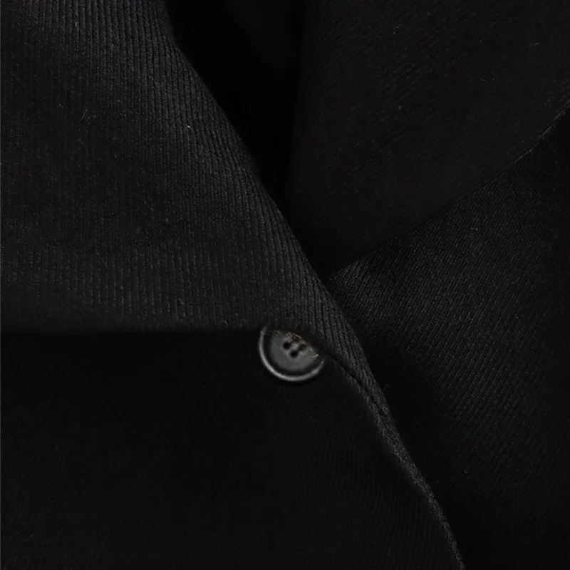 Giacca da abito invernale con orlo diviso Cappotto da donna alla moda con scollo a V Abito da donna da ufficio a maniche lunghe allentato casual Nero