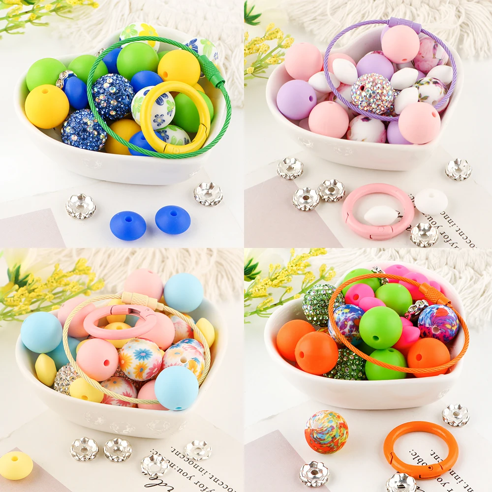 

Kovict New Printed Beads Key Ring Drilling Ball Combination Suit ForDIY Key Chain Pen Necklace Bracelet Jewelry Accessories