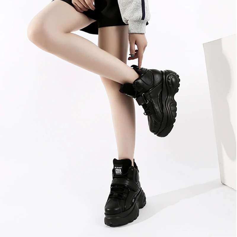 2021 Platform Sneakers Autumn Women Fashion Chunky Sneakers Female Black Silver Sneakers Wedges Shoes Women High Top Casual Shoe