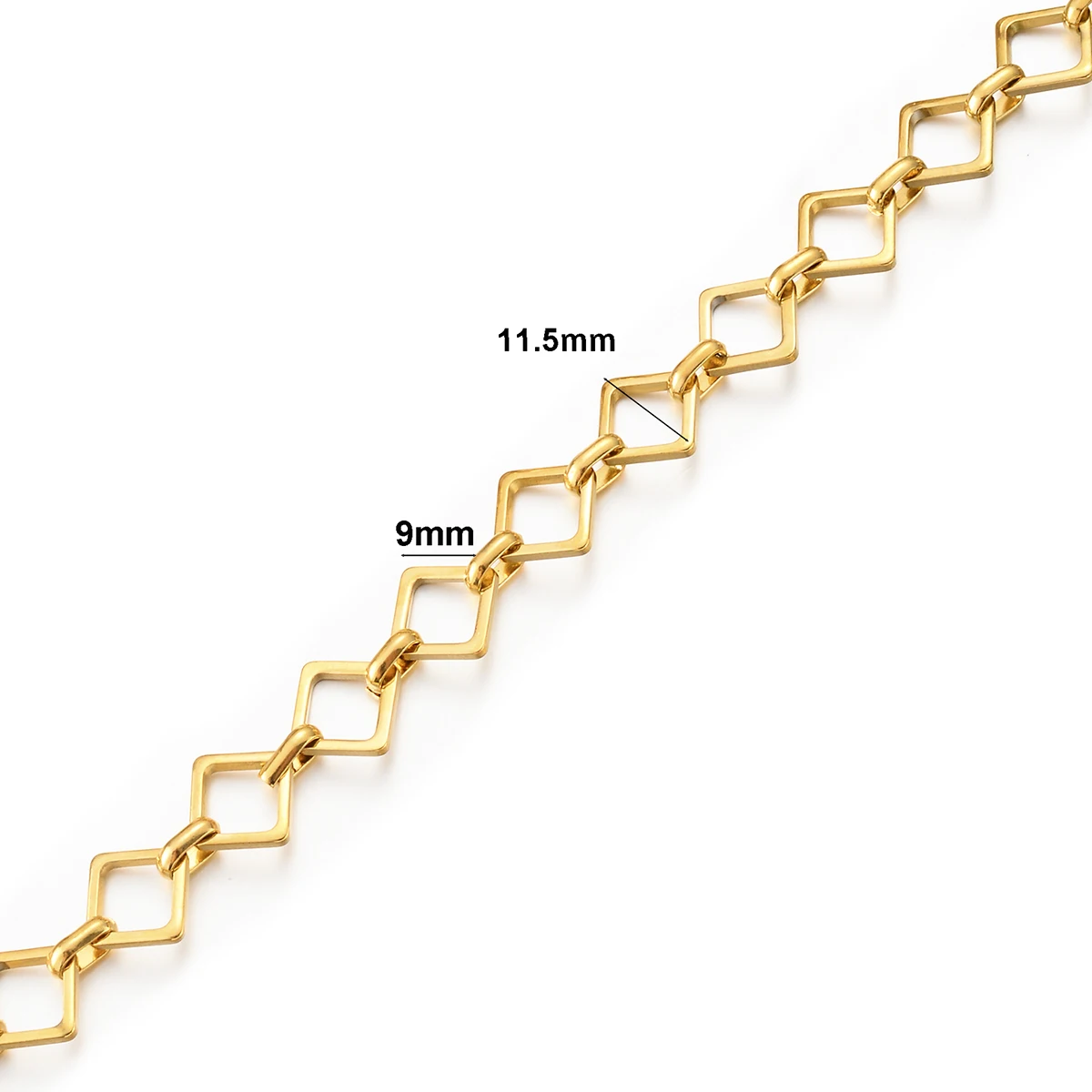 1 Stück Damen- und Herrenarmband, Halskette aus Edelstahl, handgefertigte, riesige, quadratische Knochenform-Gliederkette, schmuck, antiallergisch – Detail 3