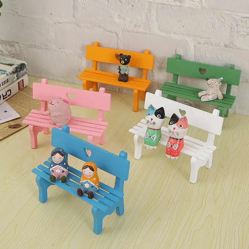 

Model Park Bench Mini Garden Ornament Miniature Park Bench Craft DIY Figurines Landscape Bench Model Garden Decor