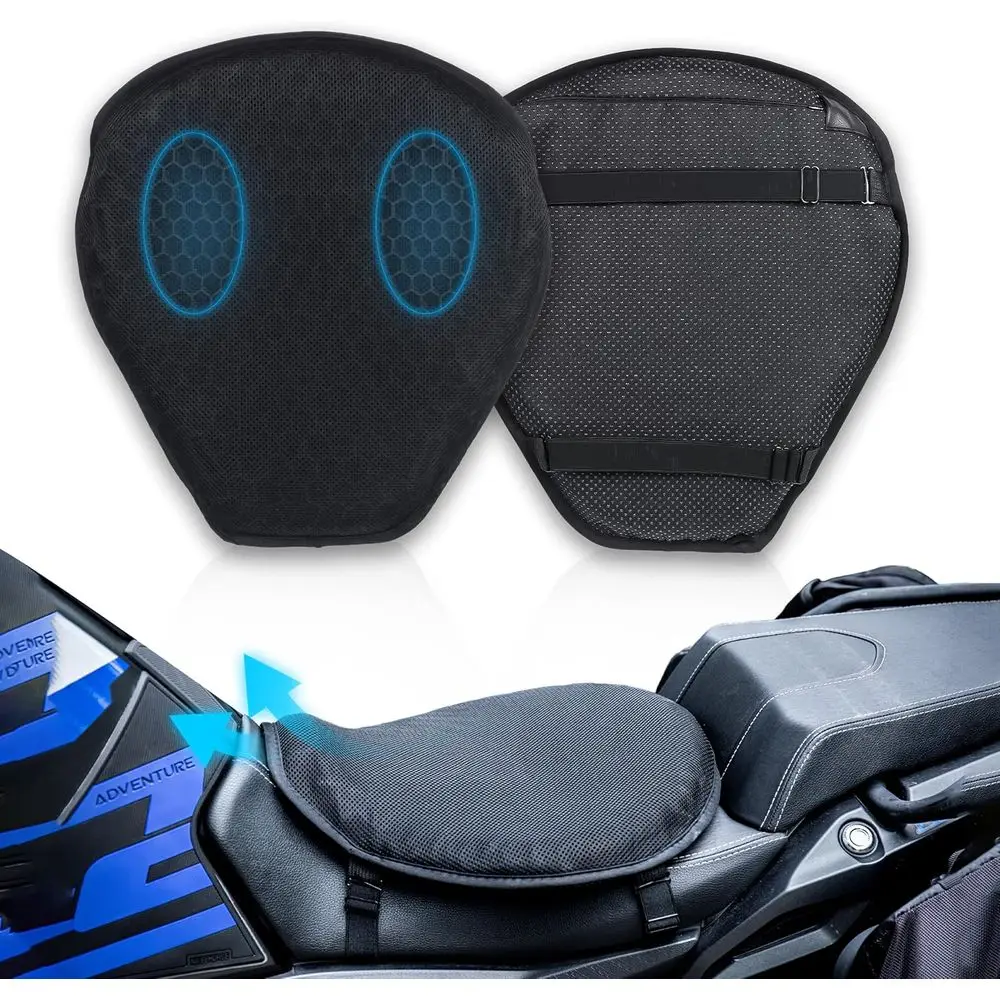 

Всепогодная подушка для мотоциклетного сиденья - амортизирующий гель, дышащая сетка, нескользящая основа для длительных поездок - подходит для различных мотоциклов