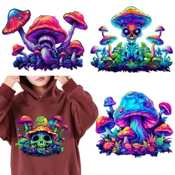 Latest Design Fluorescent Mushroom Alien iron on transfer for clothing dtf transfers ready to press Heat Transfer Printing