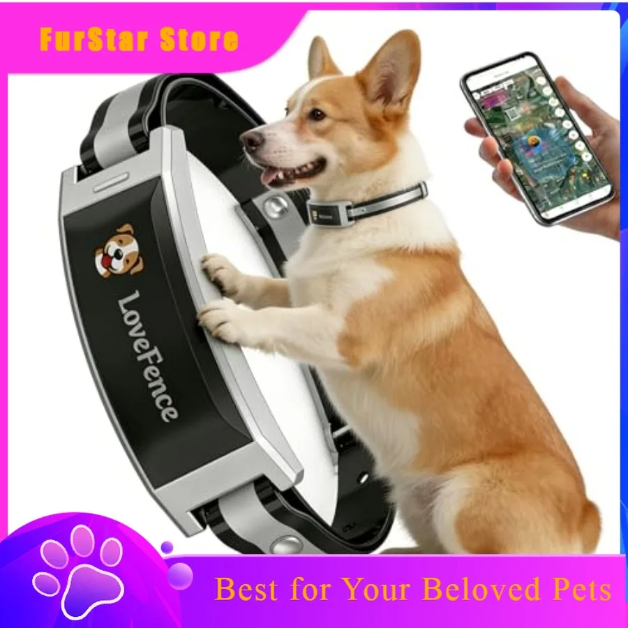 FurStarWireless Dog Fence GPS Dog Collar System For Outdoor Use Waterproof Nylon Collar In Black Real-Time Tracking Training Adj