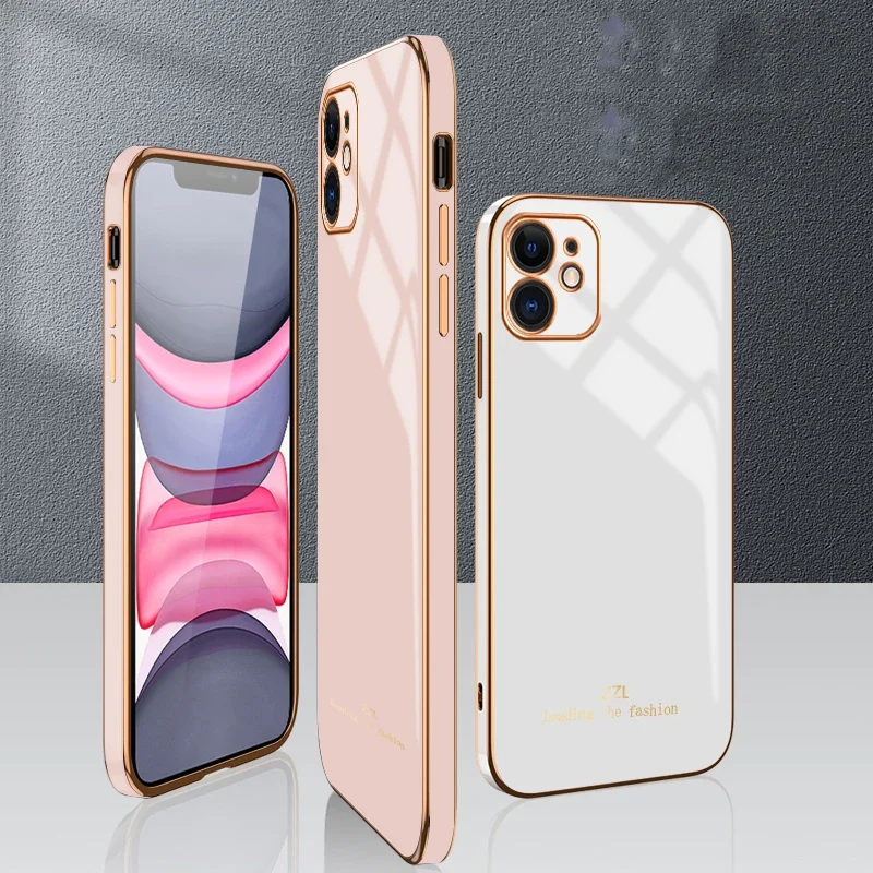 Luxury Plating Soft Silicone Case For iphone 13 12 11 Pro XS Max XR X 8 7 6 6S Plus SE 2020 12mini Camera protective Back Cover image 3