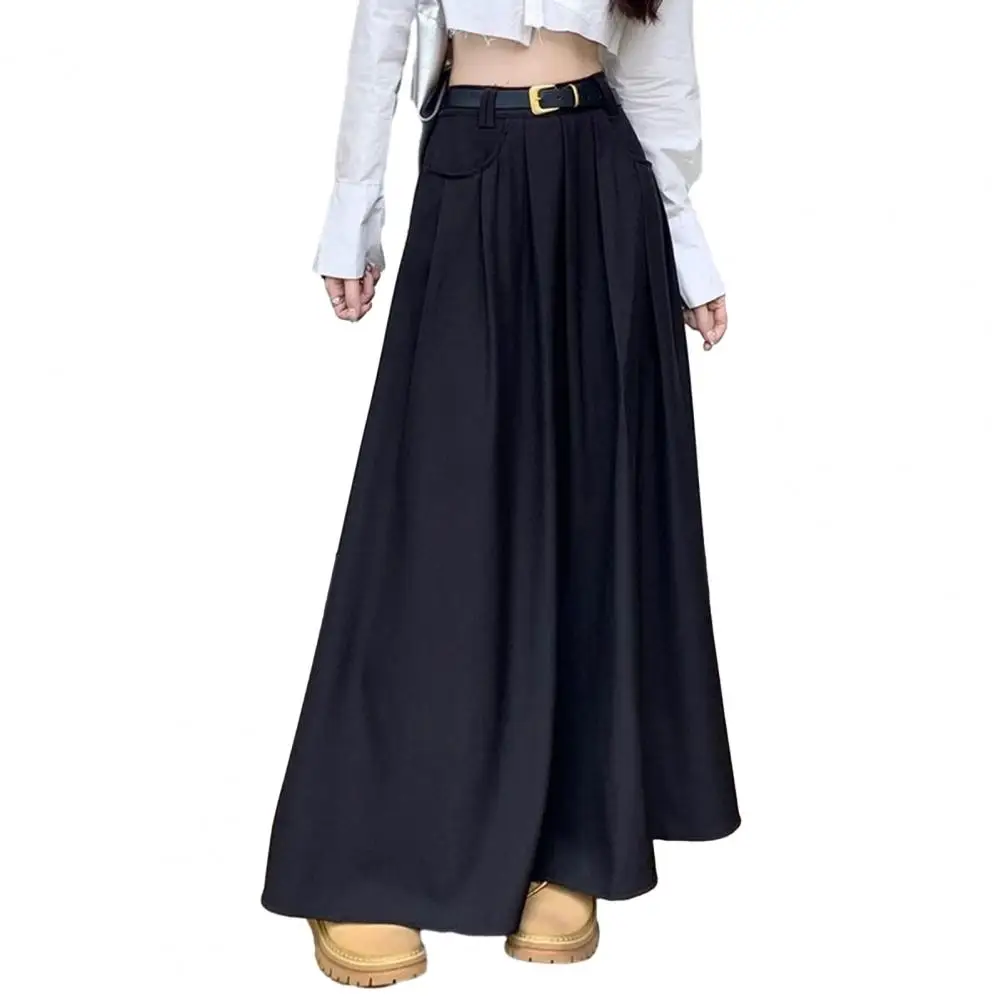 

Women Flared A-Line Midi Skirt with Pockets Skirt for Autumn Female 2024 New Skirt