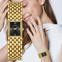LIGE 2025, nuevo reloj dorado a la moda para mujer, reloj de cuarzo de lujo, pulsera de acero inoxidable, relojes Retro resistentes al agua hasta 30M, reloj para mujer