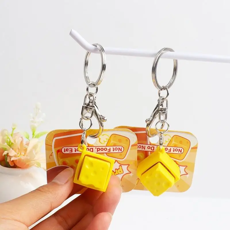 1Pcs Finger Toys Mini Cheese Keychain Keyboard Stress Relief Fidget Button Cheese Keycap Fidget Clicker Keyboard Pendant