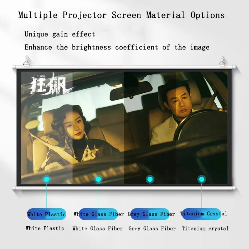 Thinyou 60 inch 72 inch 84 inch 100 inch 16:9 3D wall mounted projector screen supports 4K used for home theater mo