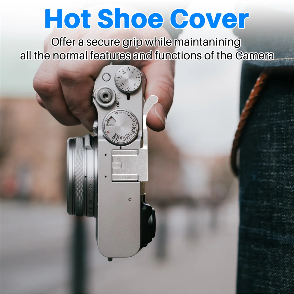 B49CMetal Hot Shoe Cover Thumb Grip for Fujifilm Fuji X100F X100T X70 X-E3 X-A1 X-A2 X-A3 X-A5 X-M1 XA3 XE3 Silver