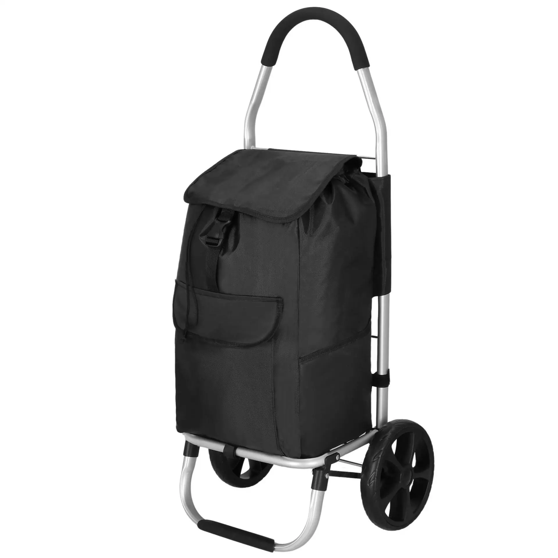 Carrito de compras de 42 L, carrito de compras para personas mayores con ruedas, negro
