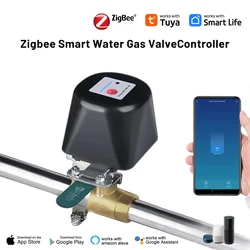 Tuya Smart Zigbee Gas Water Valve Manually Open Manipulator Control Home Automatically Shut-Off Gas Controller Work With Alexa