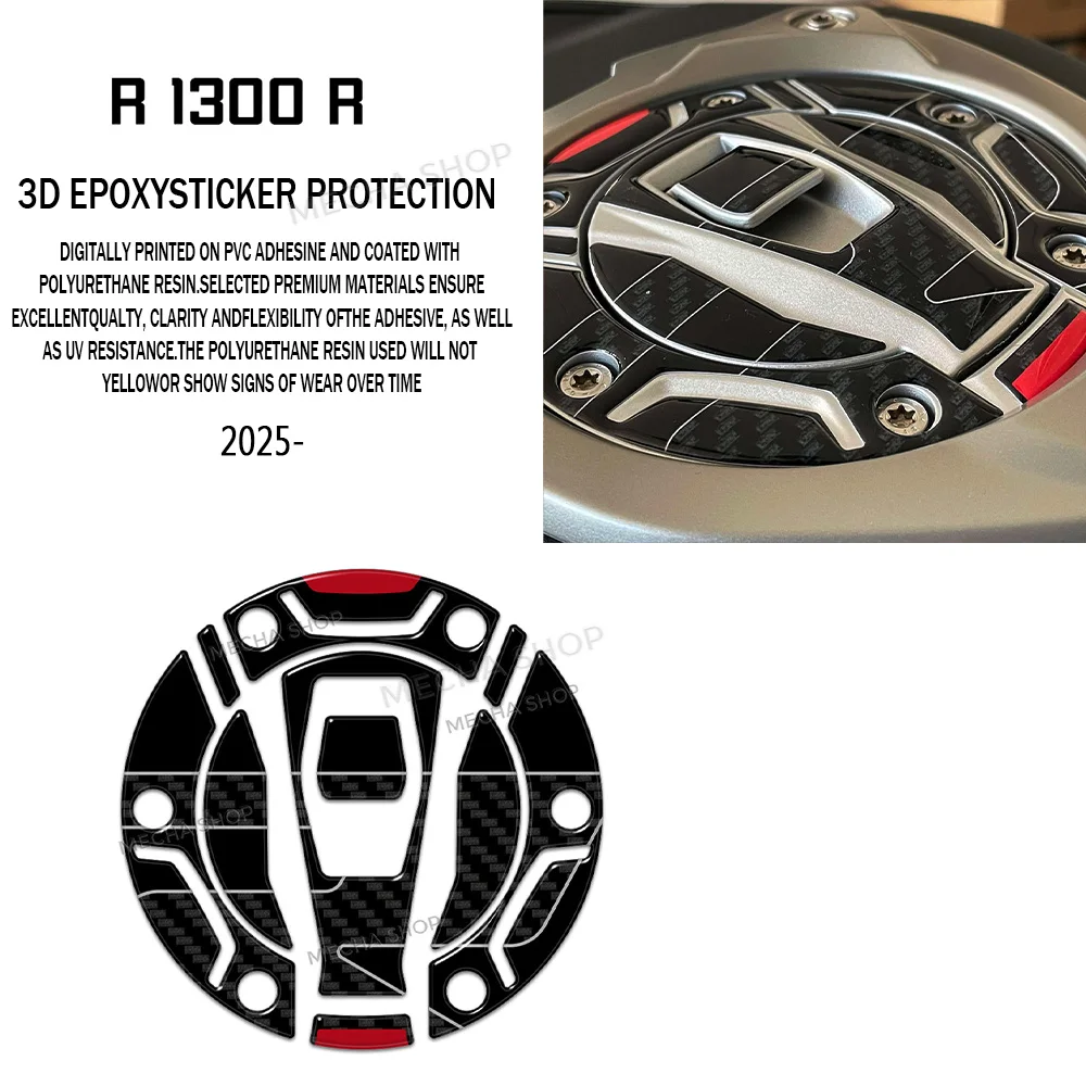

R1300R 2025 3D Epoxy Resin Sticker Motorcycle Fuel Tank Cap Protection Decal For R 1300 R 2026 Accessories