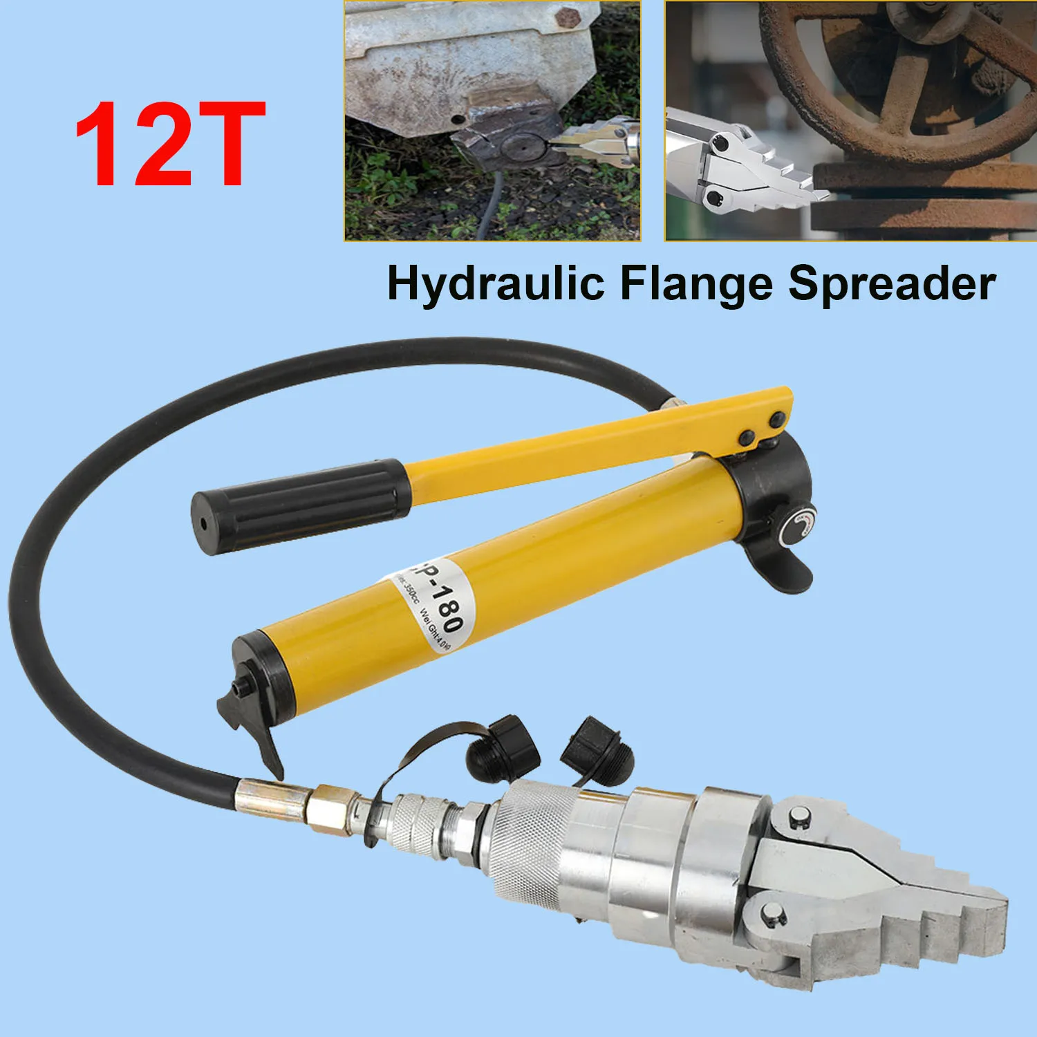 Hydraulischer Flanschverteiler, 12 Zähne, tragbarer manueller Flanschverteiler, Flanschverteiler-Werkzeugsatz mit manueller Hydraulikpumpe CP-180 – Detail 6