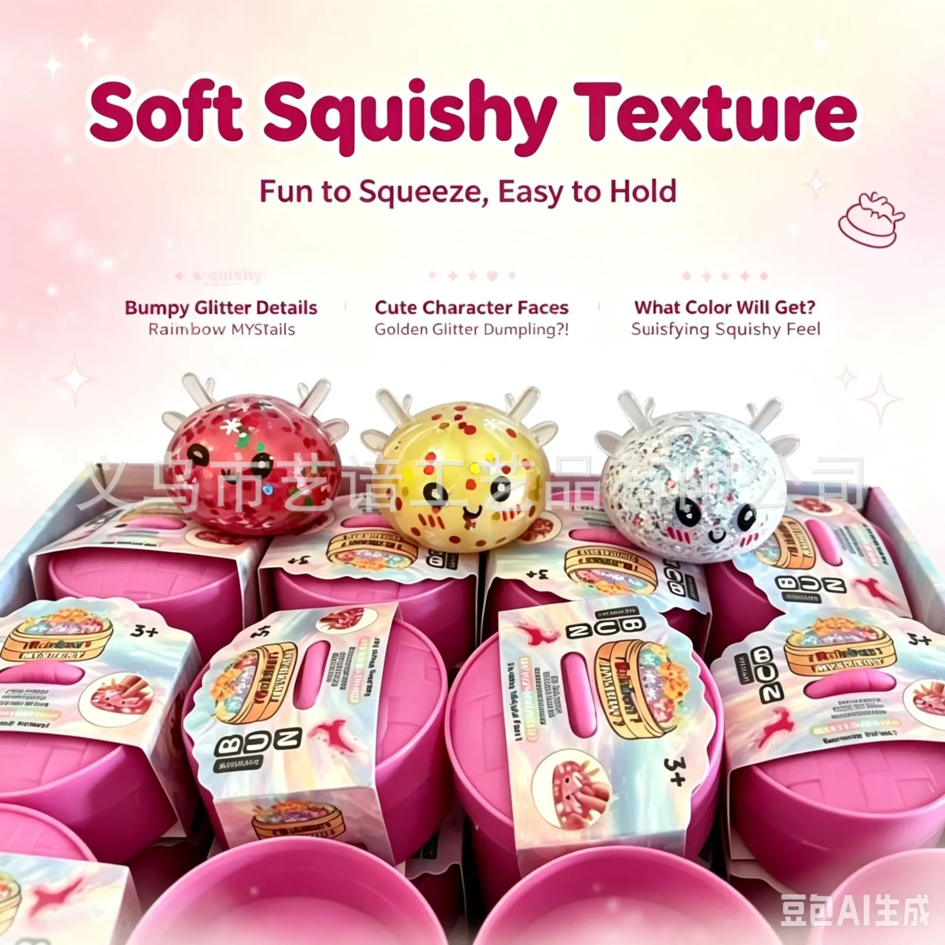 Rainbow Glitter Christmas Steamed Buns Stress Relief Toy Slow Rebound Fun Children's Pressure Relief