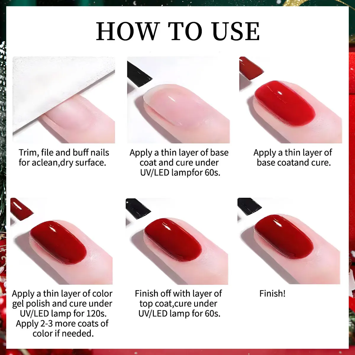 مجموعة جل طلاء أظافر فوكي مكونة من 5 قطع - سلسلة ألوان عيد الميلاد، مناسبة لعلاجات المانيكير والباديكير على مستوى الصالون.