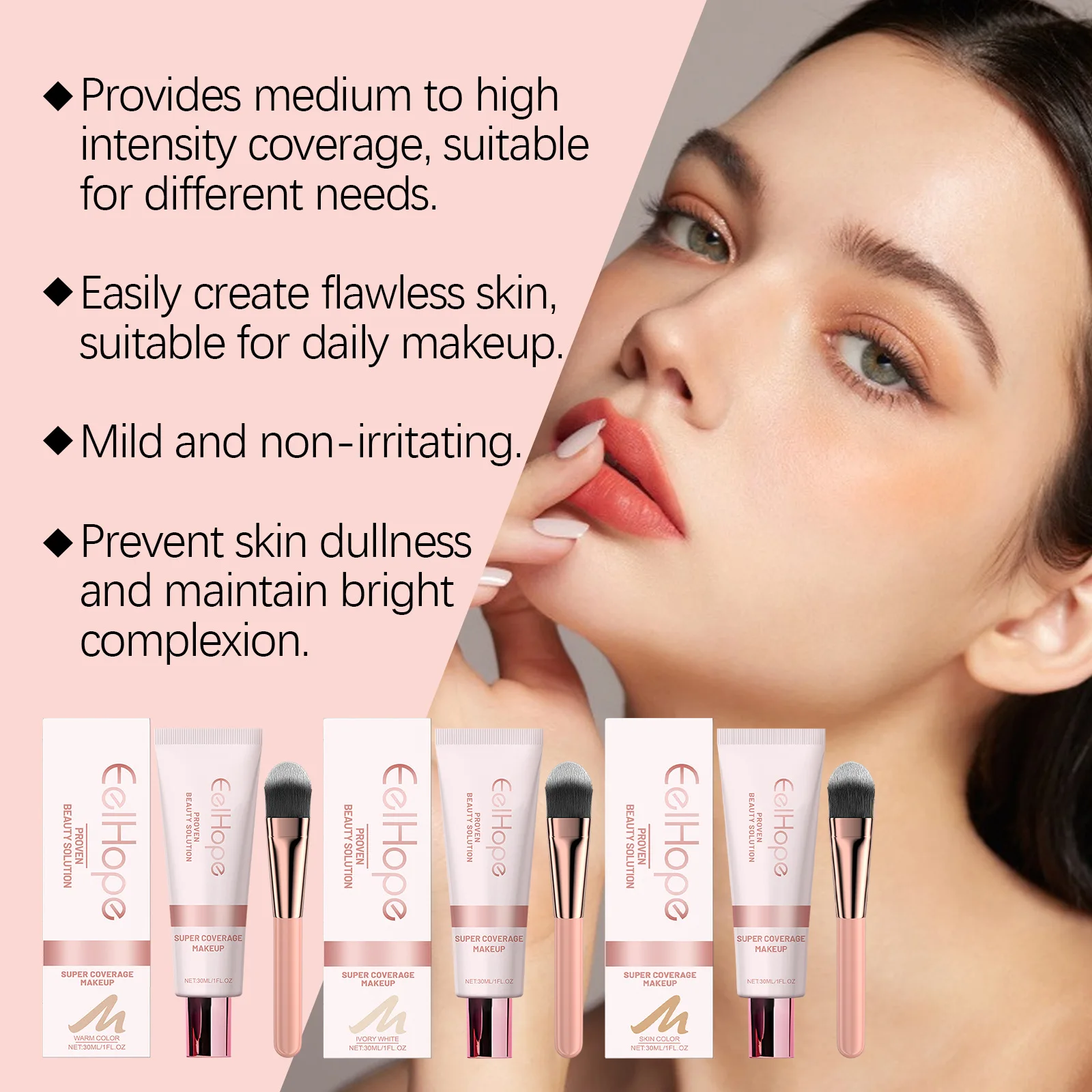 Concealer Face Foundation Liquid Long-Lasting Waterproof Moisturize Oil Control Full Coverage Face Makeup Professional Cosmetics