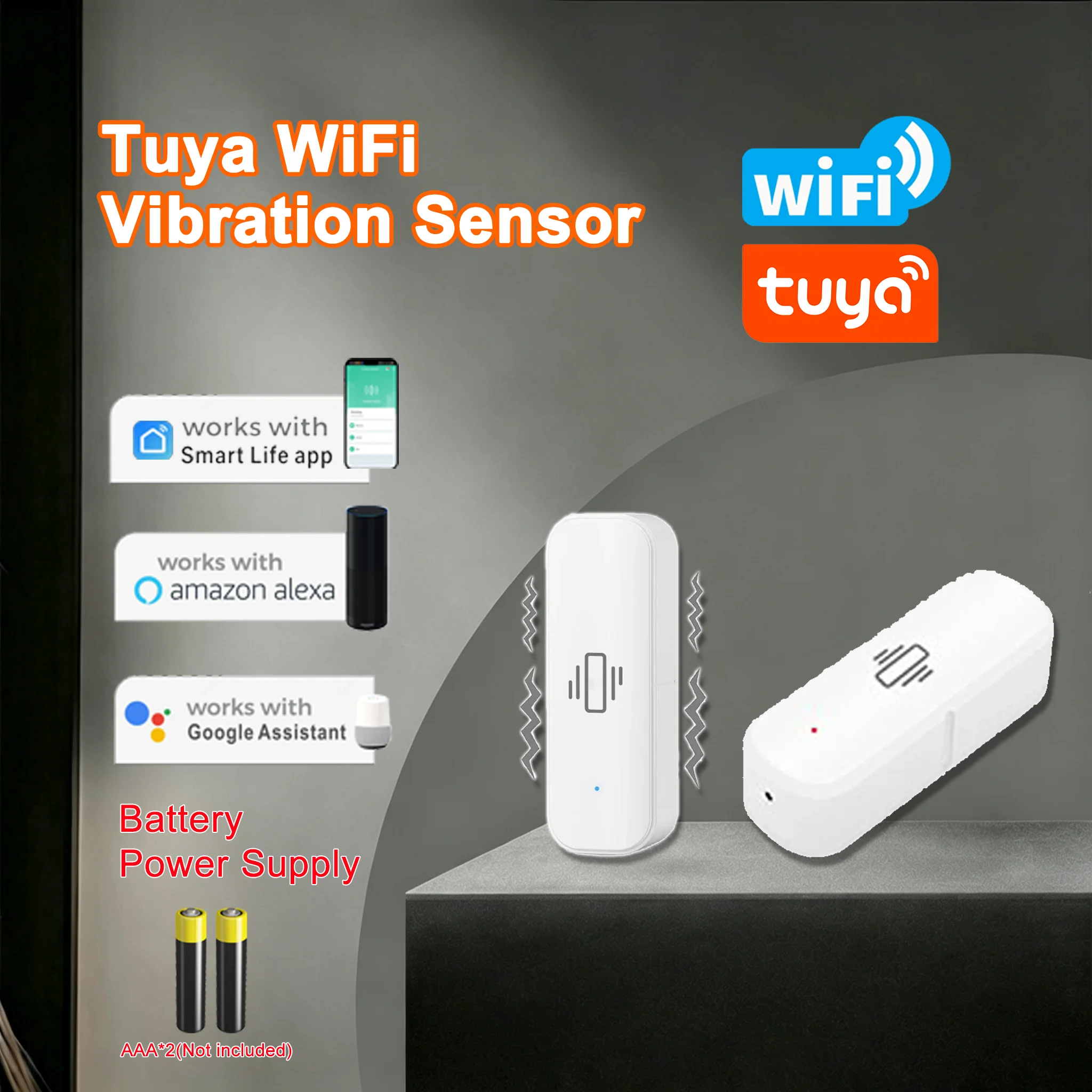 Tuya WiFi Vibration Sensor Shock Detector Smart Life APP Anti-theft Alarm Motion Hit Drop Monitor Home Security Automation