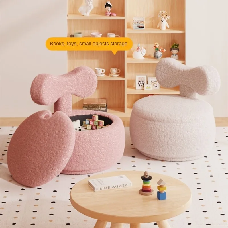 Simple And Casual Style Lamb Wool Fabric Can Be Used As A Small Stool Sofa Backrest Small Chair Or Rotatable Chair Storage Stool