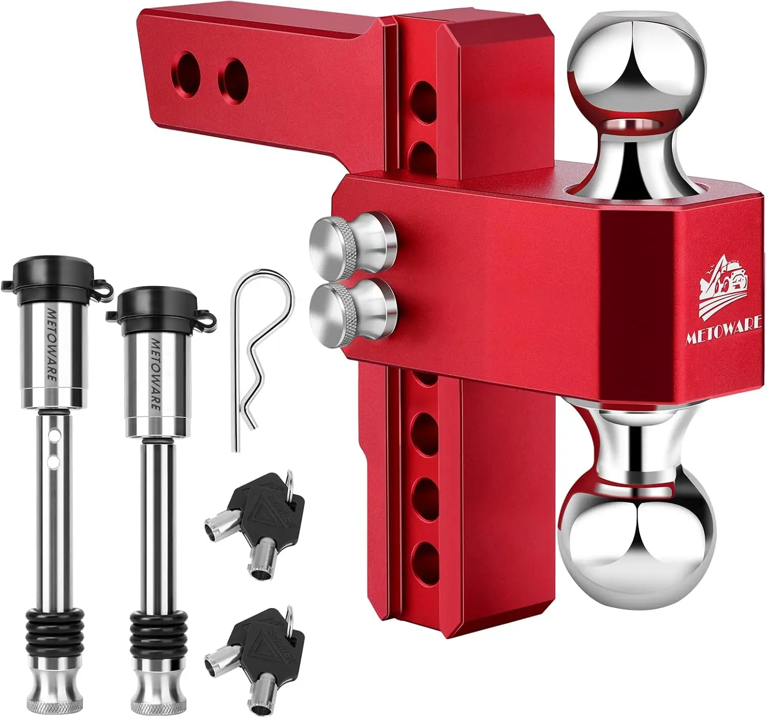 Truck Towing, Aluminum Material, Red Color, 14,000 LBS GTW, Double Stainless Steel Locks