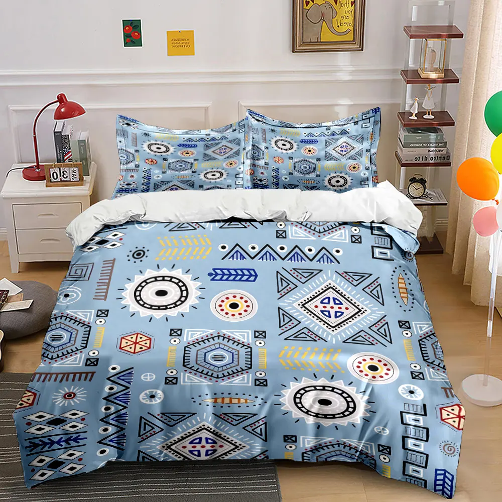 

Geometric Pattern Decorative Design Bedding Set for Kids Luxury Gift 3pcs Digital Print Comforter Set Soft Comfortable