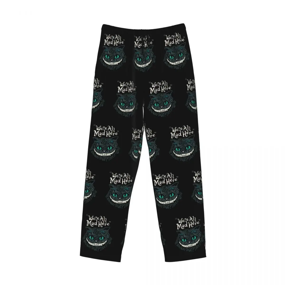 Pantalones de pijama de gato de Cheshire personalizados para hombre con estampado de Alice, somos todos locos aquí, ropa de dormir para dormir en el país de las maravillas, pantalones con bolsillos