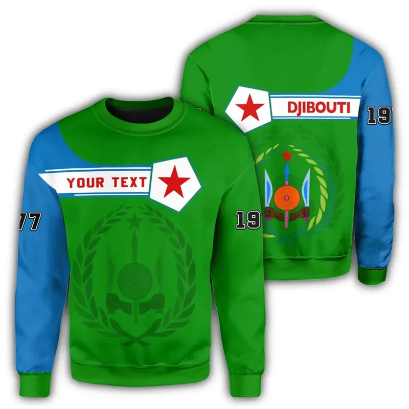 Djibouti Flag Map Graphic Sweatshirts For Men Clothes Fashion Women Sweater Male Streetwear Autumn Pullovers Boy Tracksuit Tops