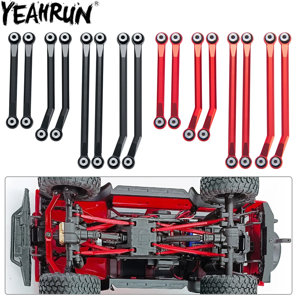 YEAHRUN Metal Chassis Linkage High Clearan and Steering Link Set for 1/18 RC Crawler TRX4M Bronco Defender Upgrade Parts