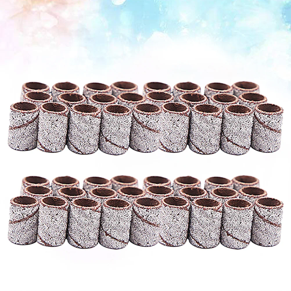 100 個ネイルサンディングバンド研削ヘッドポリッシャーマニキュアペディキュアネイルアクセサリーサンディングリングジェルポリッシュリムーバー