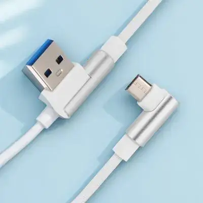 1M Type-C to Type-C Cable 90 Degree Angled Connectors Heavy Duty Nylon Braid Fast Charging Data Transfer for Mobile Gaming Video
