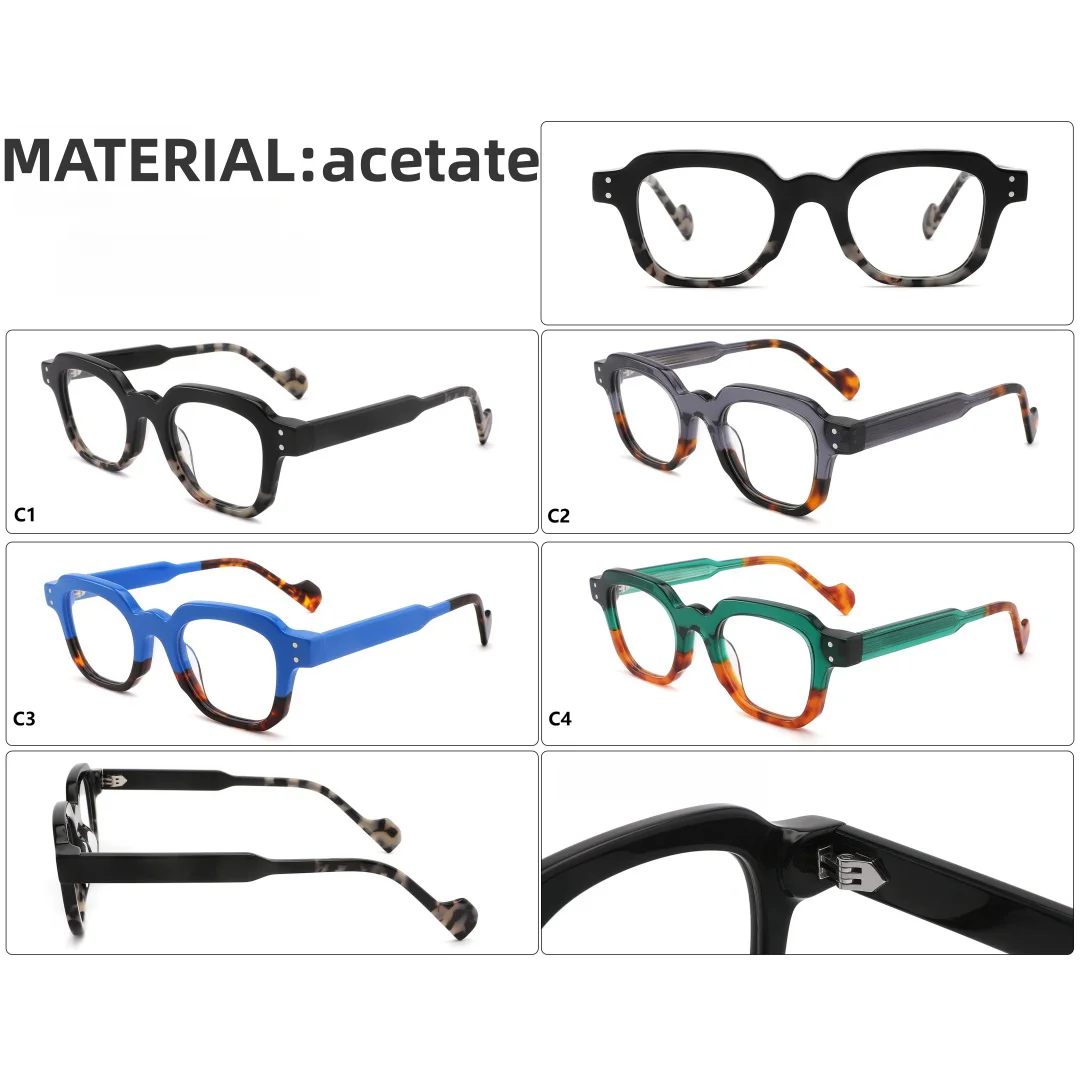 MCYFC Split Joint Glasses Frame for Men Acetate Custome Retro Style Hand Made Eyeglasses Frames for Women Full Rime Eyewear