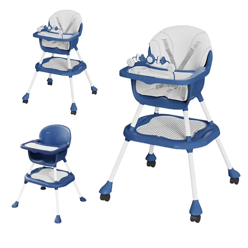 2024 Baby high chair, height adjustable, collapsible strong bearings, toys with 7 gears and 0-8 tables