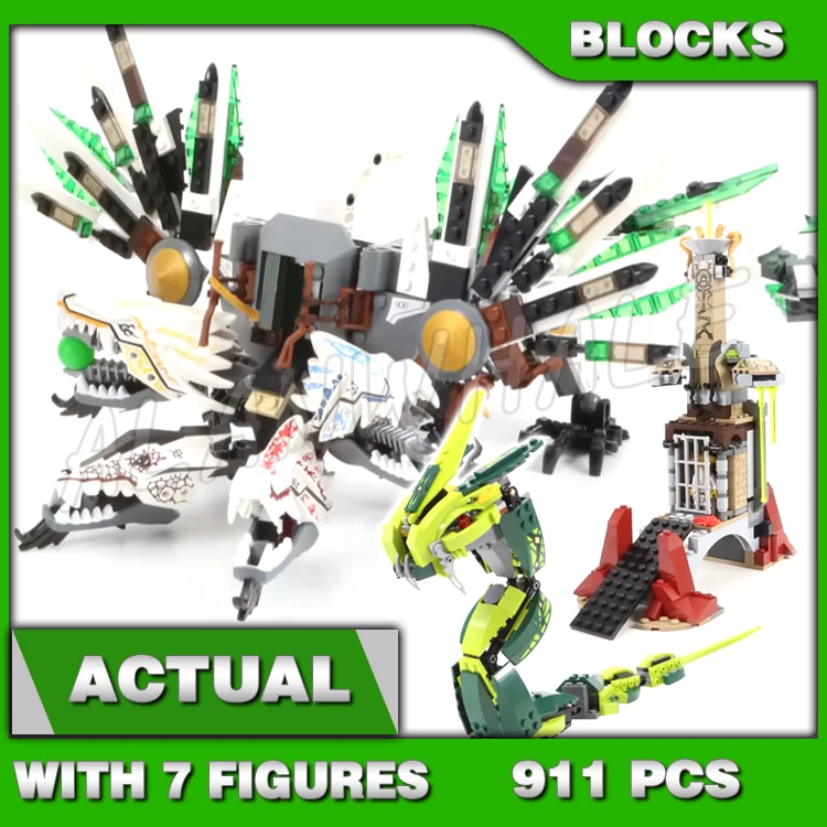 

911pcs Shinobi 4-headed Ultra Epic Dragon Battle Snake Prison Devourer 9789 Building Block Toys Compatible With Model