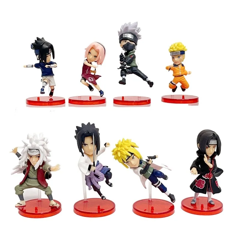 

8/6pcs/set Naruto PVC Action Figure Model Toys,Q-version of The Red Background Naruto Figurine