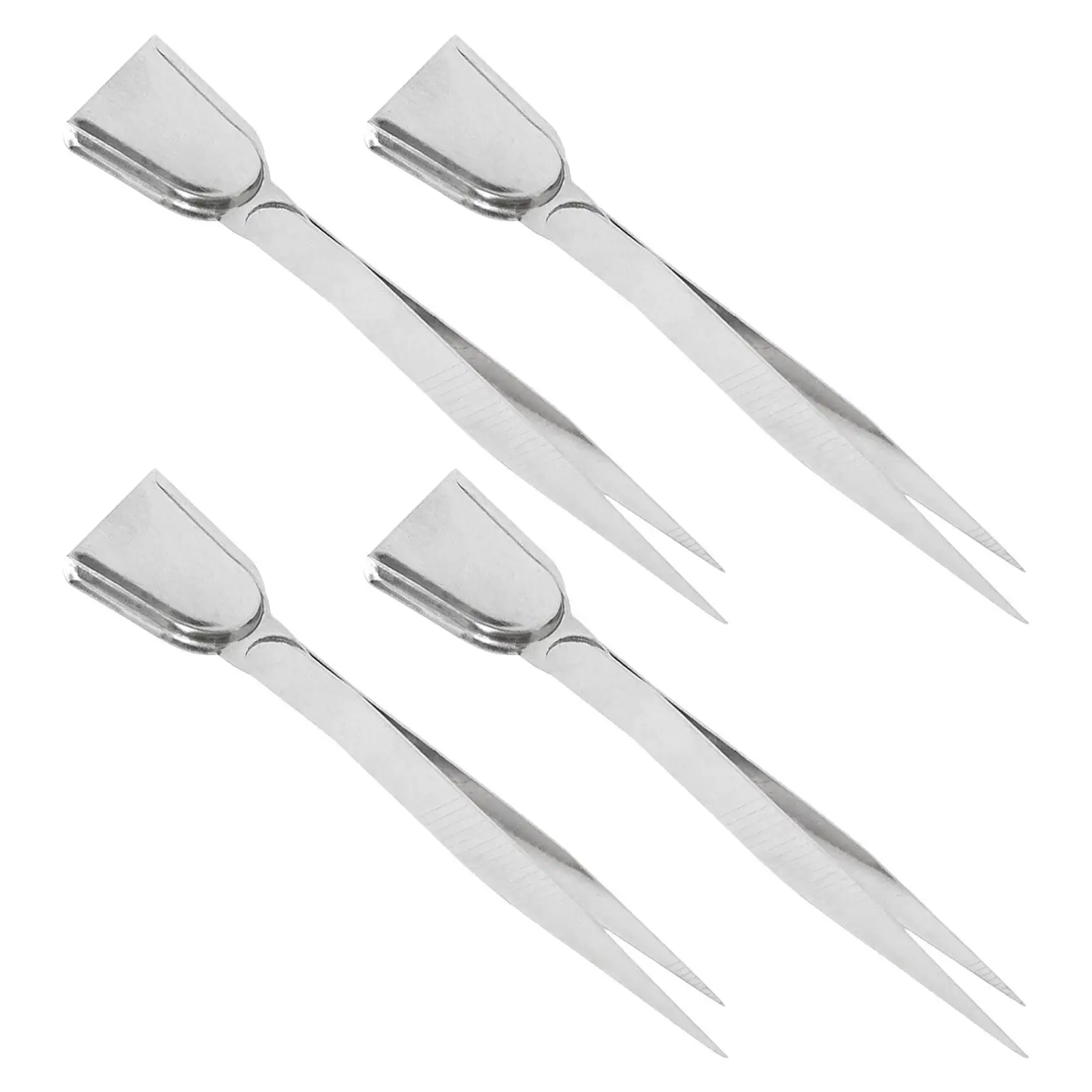 4Pcs Jewelry Tweezers Stainless Steel Scoop Curved Tips Accurate Gem Pickup Beads and Rhinestone Sorting Tool Scoop Tweezer