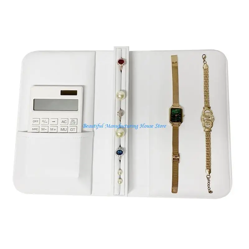 Estuche compacto para almacenamiento pendientes E56A, organizador joyas cuero PU con forma libro para viajes