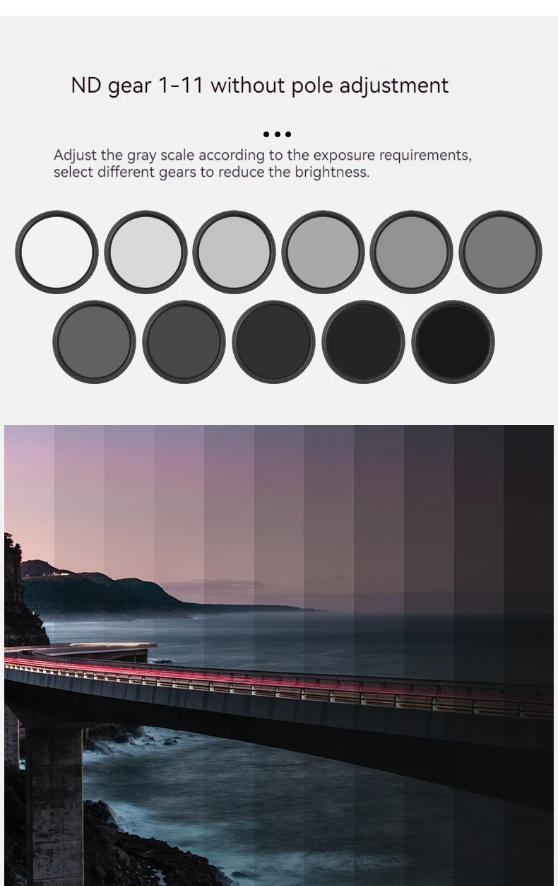 Variable ND Filter ND2-2000 (1-11 stops) Ajustable Neutral Density for Camera Lens Multi-coated Filter 49MM 52MM 58MM 67MM 77mm